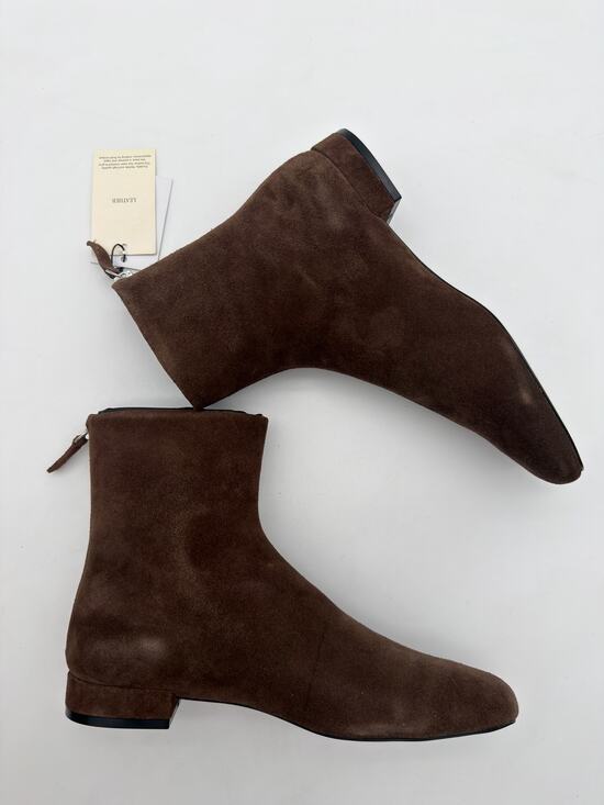 Mango Shoes - Mango Chocolate Brown Supple Bovine Suede Leather Round Toe Ankle Boots 8.5